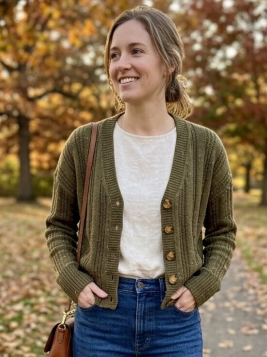 Lucky Brand Sweaters - Lucky Brand Olive Green Speckled Cardigan